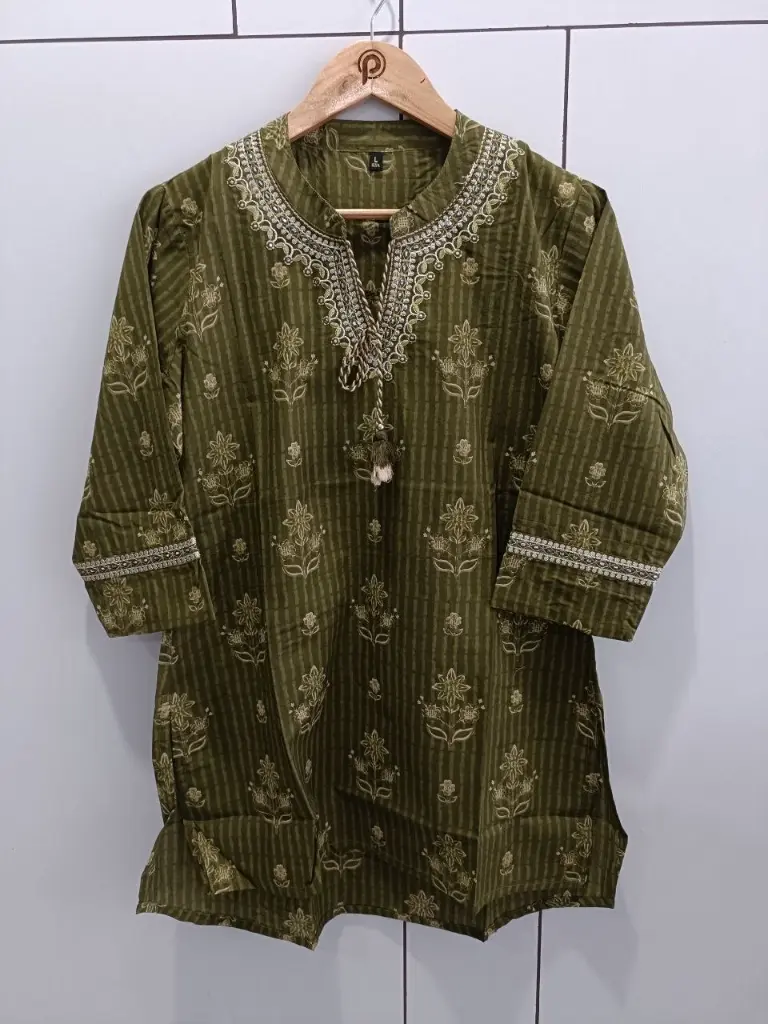 Olive Blossom Pure Cotton Tunic