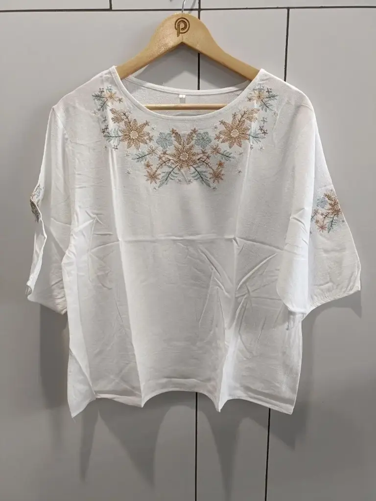 Ivory Blossom Embroidered Top