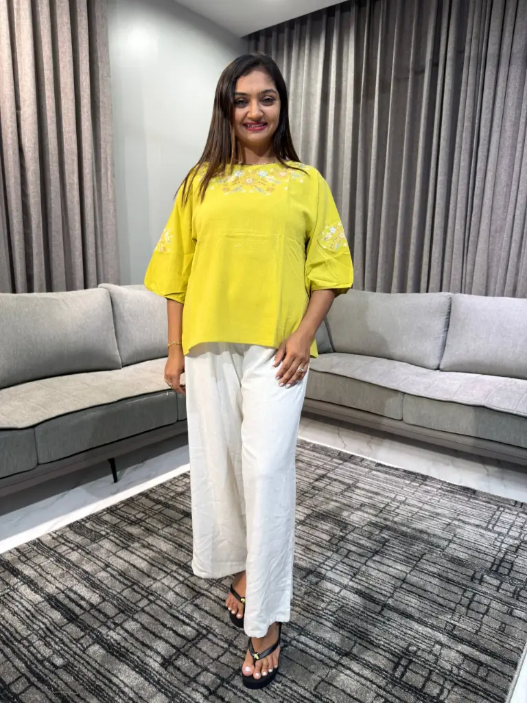 Mustard Meadow Embroidered Top