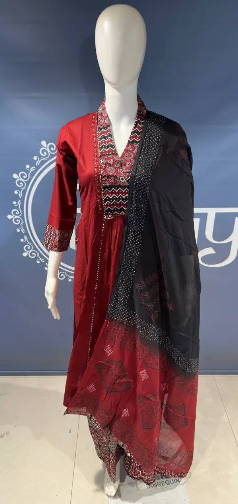 Maroon Elegance Pure Cotton 3-Piece Suit Set