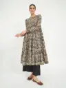 Black Paisley Printed Pure Cotton Anarkali Kurta