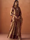 Brown Tissue Blend Hand Embroidered Kurta Set