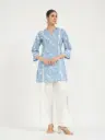 Sky Blue Floral Printed Pure Cotton Kurta with Salwar