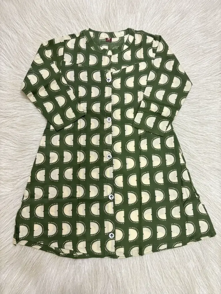 Olive Arc Pure Cotton Printed Tunic