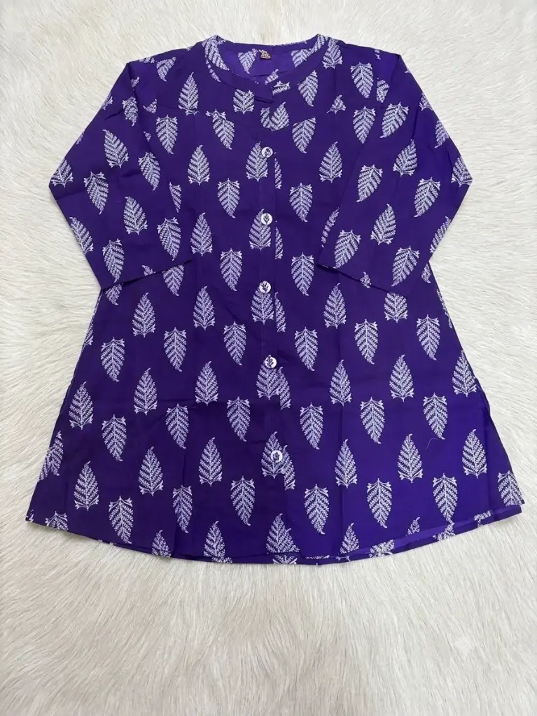 Violet Leaf Pure Cotton Printed Tunic