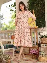 Peach Pure Cotton Floral Printed Tiered Dress