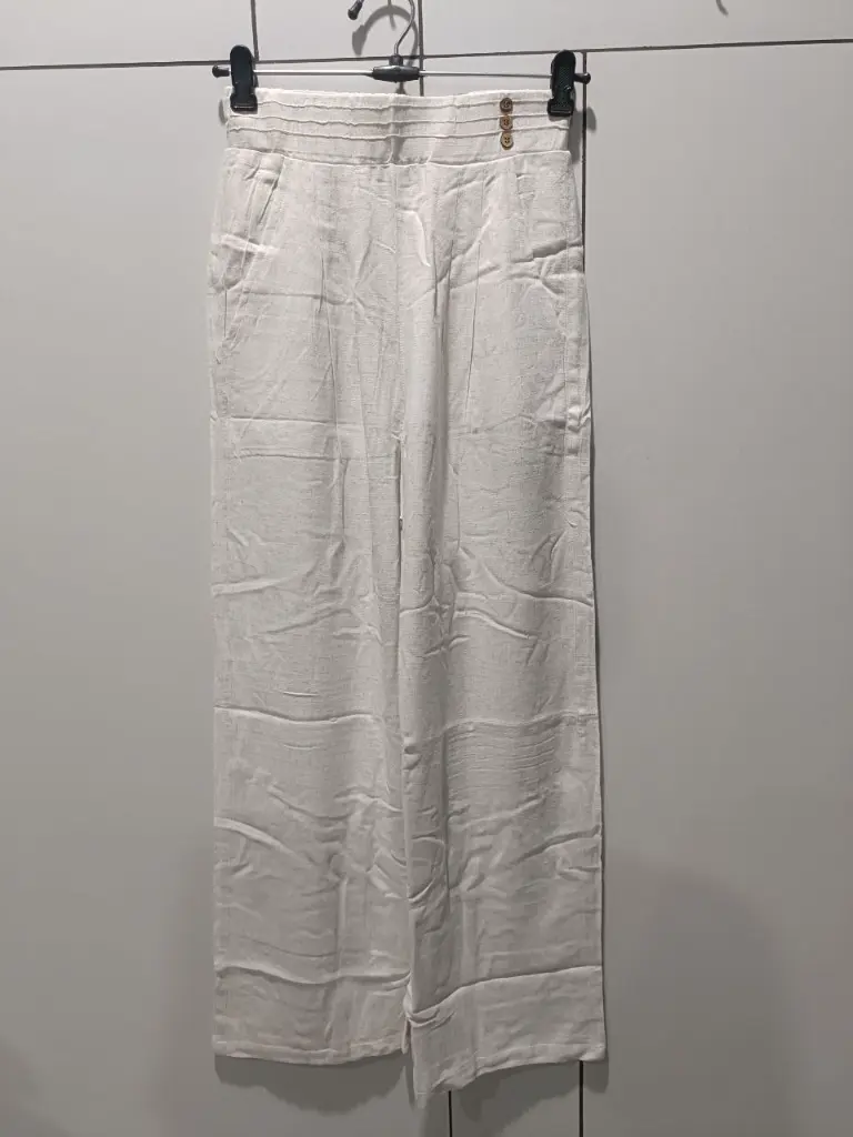 Ivory Elegance Imported Linen Wide Leg Palazzo