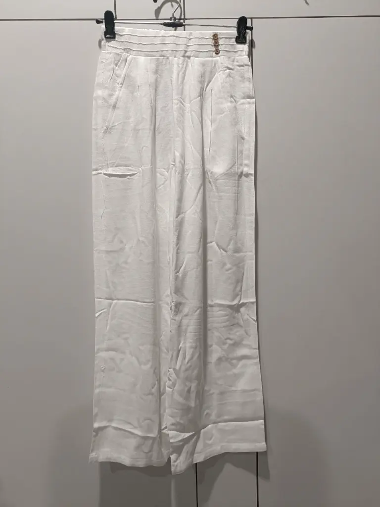 Classic White Imported Linen Wide Leg Palazzo