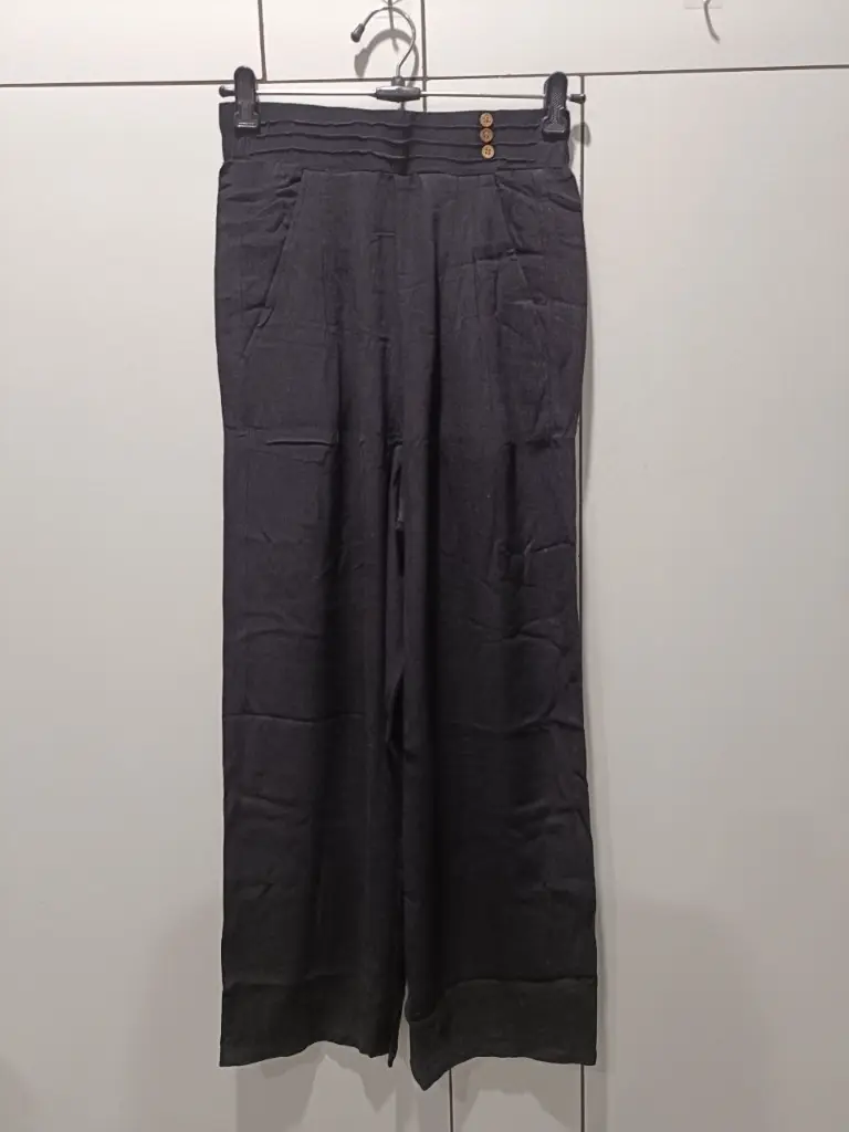 Midnight Black Imported Linen Wide Leg Palazzo