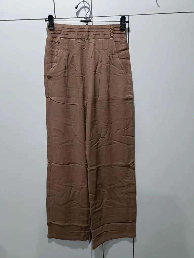 Mocha Brown Imported Linen Wide Leg Palazzo
