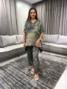 Olive Patchwork Premium Discharge Rayon Co-Ord Set