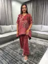 Maroon Patchwork Premium Discharge Rayon Co-Ord Set