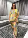 Mustard Patchwork Premium Discharge Rayon Co-Ord Set