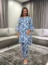 Blue Pure Cotton Floral Printed Straight Co-ord Set