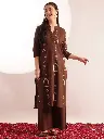 Cocoa Floral Motif Pure Cotton Kurta Set