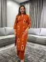 Rust Heritage Motif Pure Cotton Kurta Set