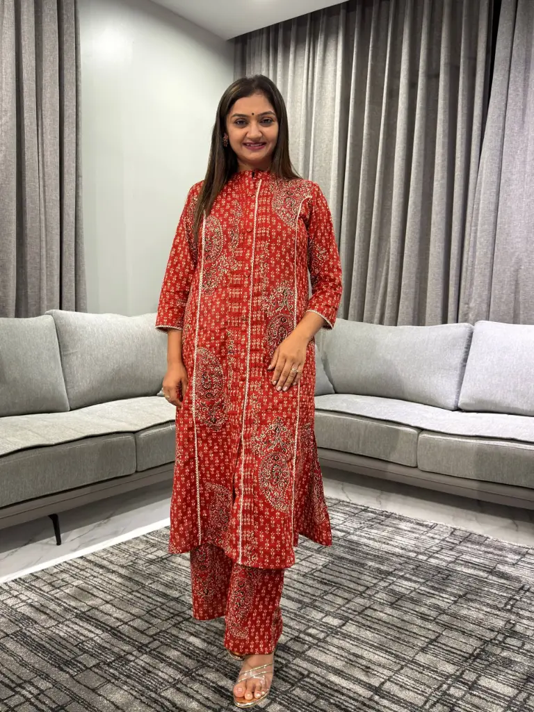 Ruby Paisley Pure Cotton Printed Kurta Set