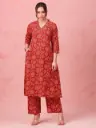Scarlet Blossom Pure Cotton Printed Kurta Set