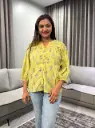 Olive Leaf Pure Cotton Printed Top
