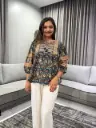 Teal Paisley Floral Pure Cotton Peplum Top