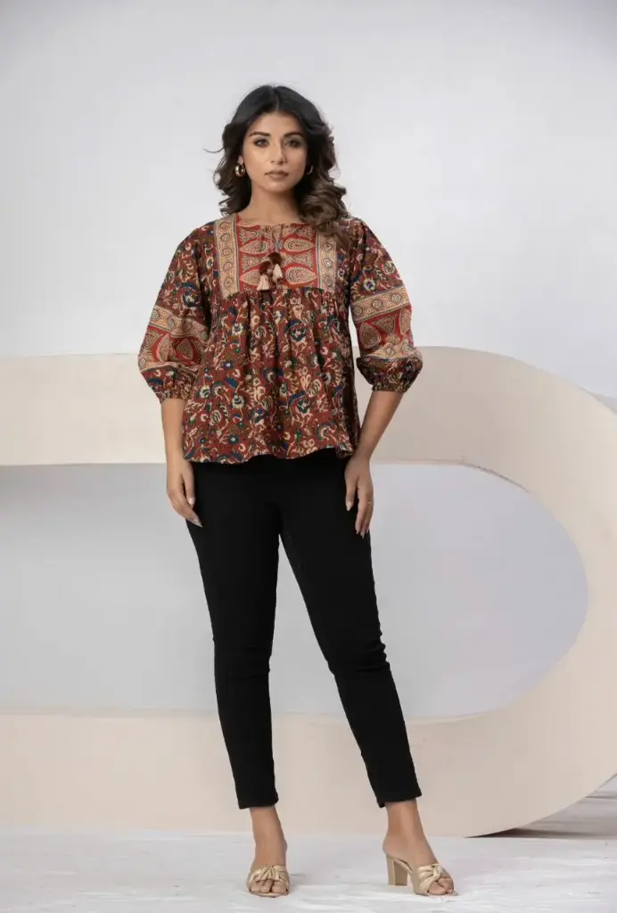 Rust Heritage Printed Cotton Top