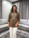 Olive Leaf Embroidered Pure Cotton Tunic