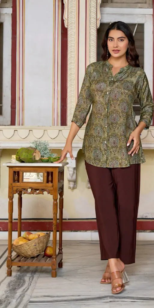 Olive Heritage Pure Crepe Co-Ord Set