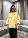 Pastel Yellow Floral Slub Cotton Tunic
