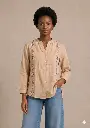 Beige Floral Embroidered Slub Cotton Tunic