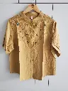 Mustard Yellow Embroidered Soft Linen Top