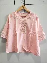 Pastel Pink Embroidered Soft Linen Top