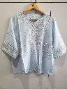 Pastel Sky Blue Embroidered Soft Linen Top