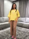 Olive Chartreuse Embroidered Soft Linen Top
