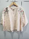 Blush Bloom Embroidered Soft Linen Top