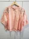 Peach Blossom Embroidered Soft Linen Top