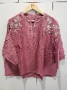 Mauve Bloom Embroidered Soft Linen Top