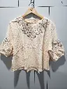 Ivory Bloom Embroidered Soft Linen Top