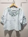 Sky Bloom Embroidered Soft Linen Top