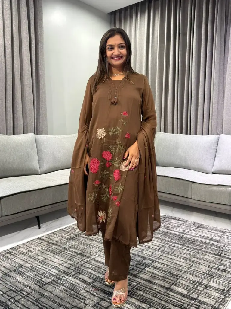 Cocoa Blossom Pure Mull Cotton Suit Set