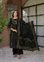 Black Mirror Work Printed Cotton Kurta Set