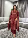 Signature Burgundy Gold Bandhani Kurta Set
