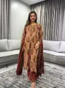 Rust Red Floral Ajrakh Printed Cotton Kurta Set