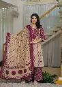 Purple Geometric Chevron Printed Cotton Kurta Set