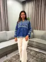 Indigo Heritage Embroidered Denim Top