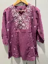 Mauve Purple Embroidered Cotton Tunic Top