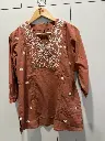 Rust Brown Palm Embroidered Cotton Tunic