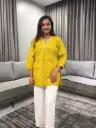 Mustard Yellow Bandhani Print Cotton Tunic