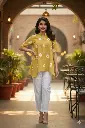 Mustard Yellow Shibori Print High-Low Cotton Co-Ord Set