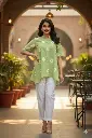 Sage Green Shibori Print High-Low Cotton Co-Ord Set