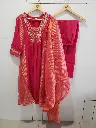 Fuchsia Crush Tissue 3-Piece Kurta Set